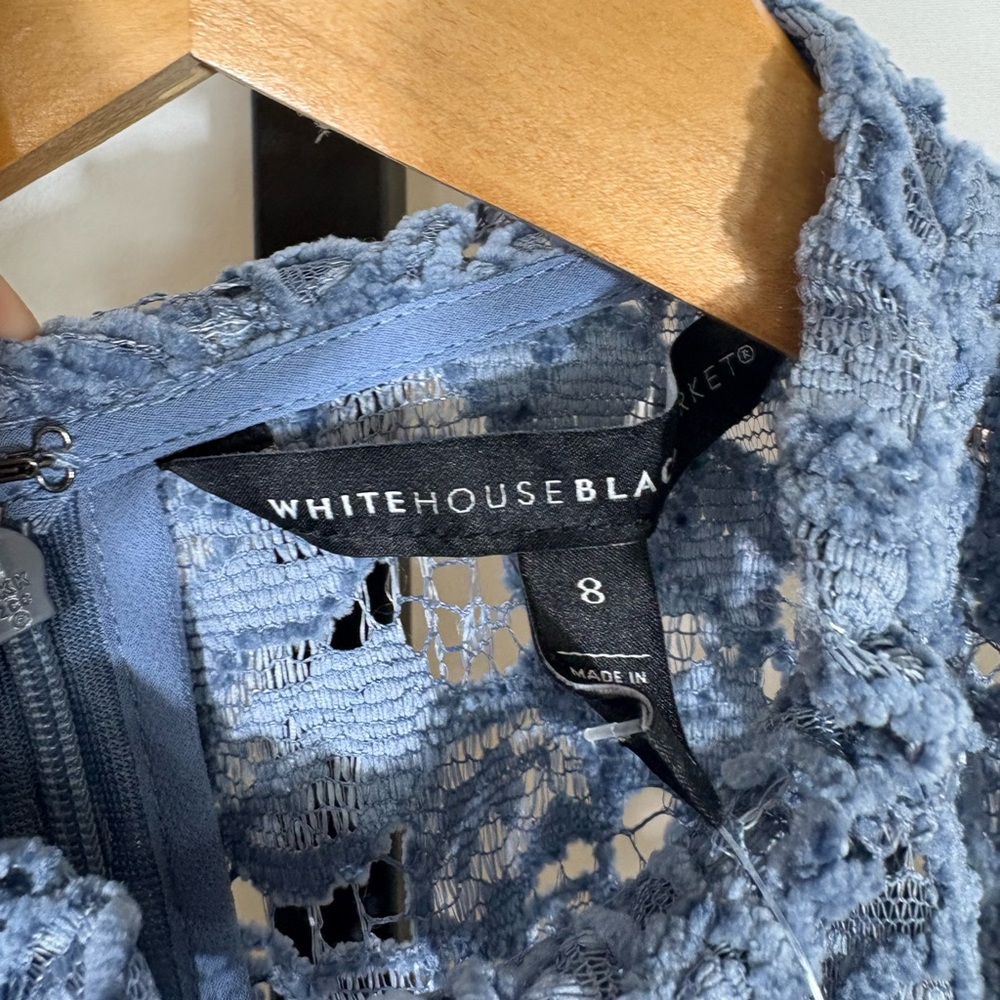 NWT White House Black Market Sleeveless Lace Top Size 8 - Denim Blue - Picture 5 of 6